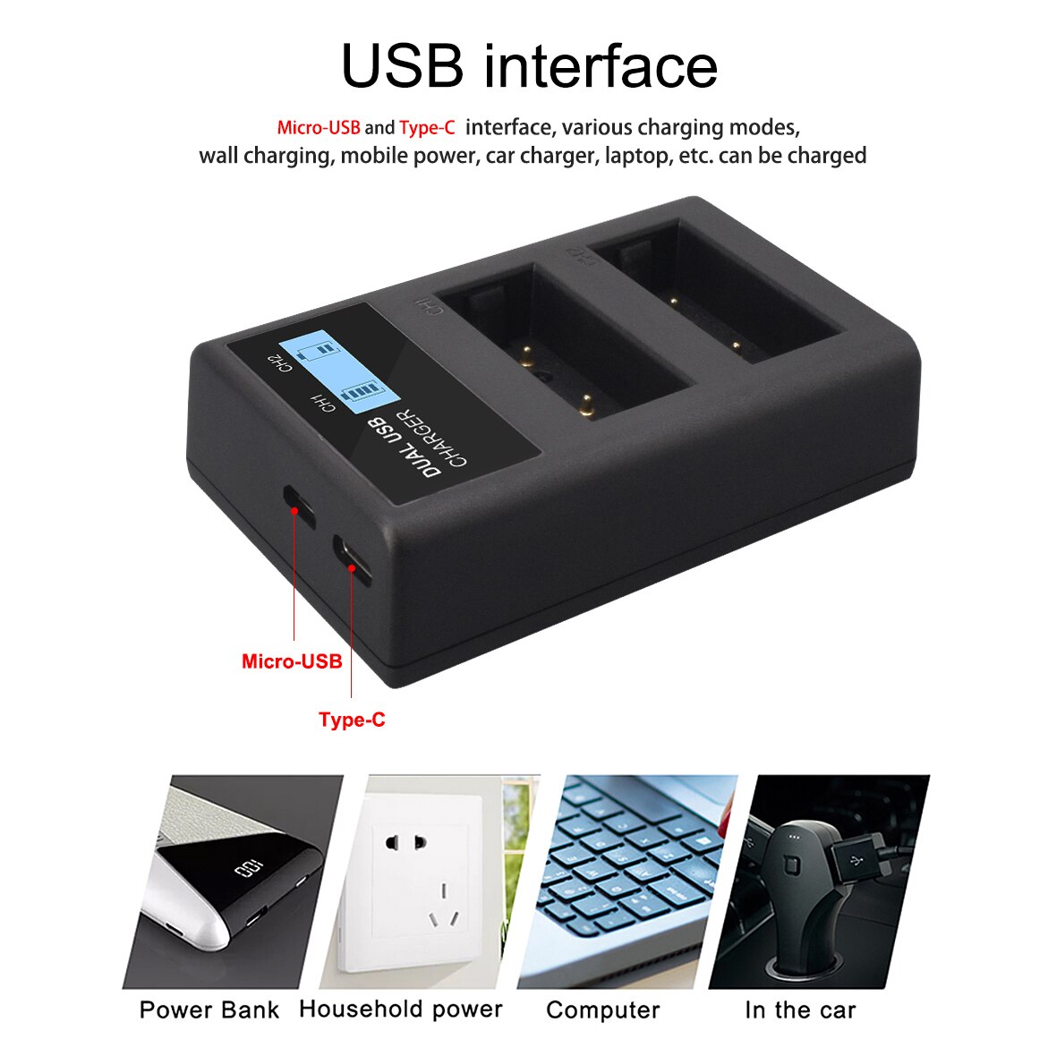 Cargador USB LCD para batería de NP-W126, accesorio para Fujifil Fuji NP-W126, XA5, XT20, XT2, XT1, XT100, X-T3, XT10, XE3, X100F, X-A1, NPW126 NP W126