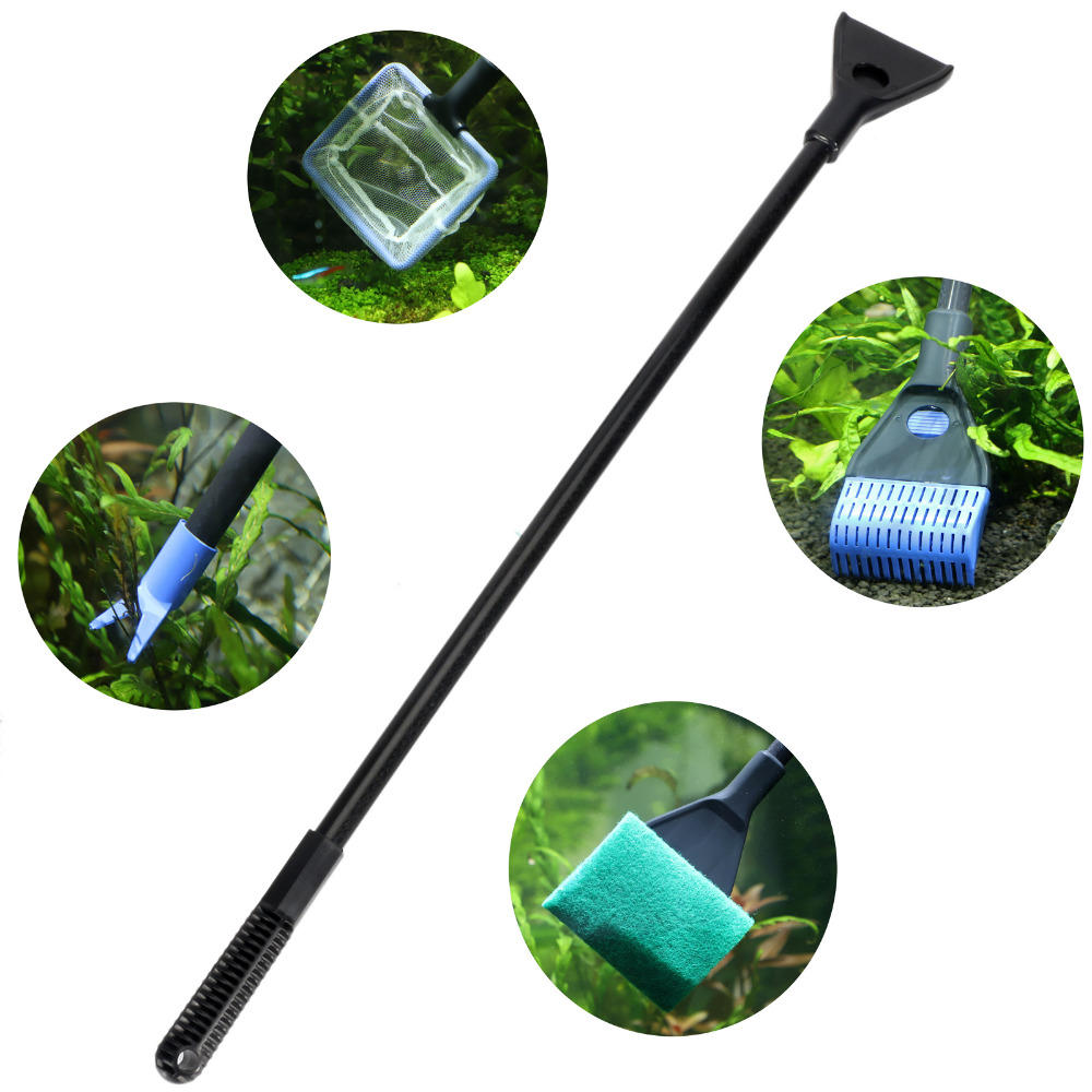 Docean 5 in 1 akvarietank rent sett fisk grus rake alger skrape gaffel svamp børste glass kjæledyr vannrenseverktøy