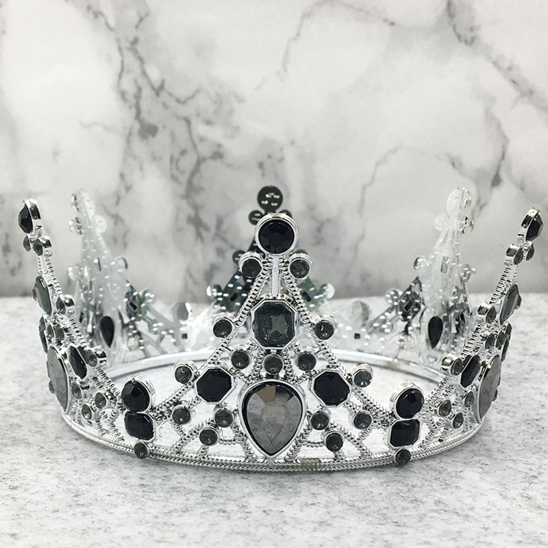 Vintage Black Crowns Crystal Rhinestone Tiara Queen Princess Crown Wedding Hair Jewelry Accessories Girls Hair Ornaments: silver