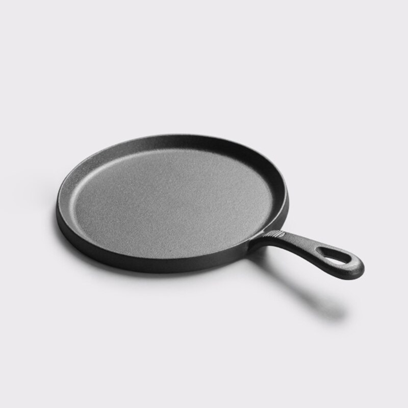 25cm Cast Iron Pancake Pan Non-stick Barbecue Steak Ham Meat Frying Plate Home Camping Cookware