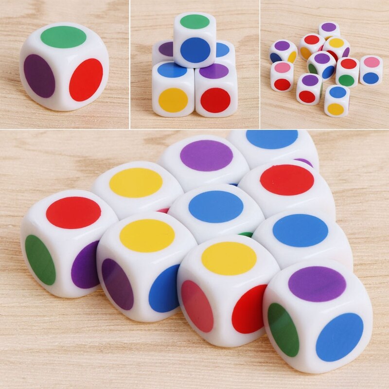 10Pcs 15Mm Multicolor Acryl Cube Dice Kralen Zes Zijden Draagbare Tafel Games Speelgoed