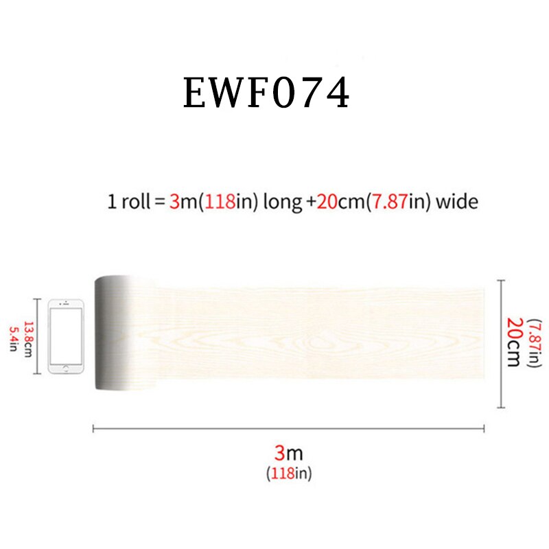 20x300cm Waterproof PVC Vinyl Wood Grain Self Adhesive Wallpaper Kitchen Living Room Wall Floor Stickers: L