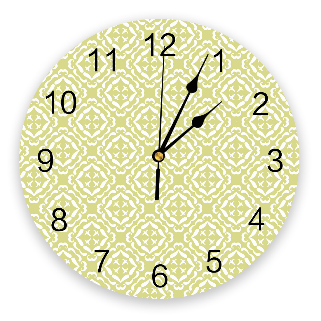Green Texture Pattern Wallpaper PVC Wall Clock Home Decor Bedroom Silent Clock Kitchen Living Room Wall Digital Clock