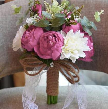 Perfectlifeoh bryllupsblomster landstil kunstige bryllupsbuketter til brude casamen blonder bryllupsblomster broche buketter: 02