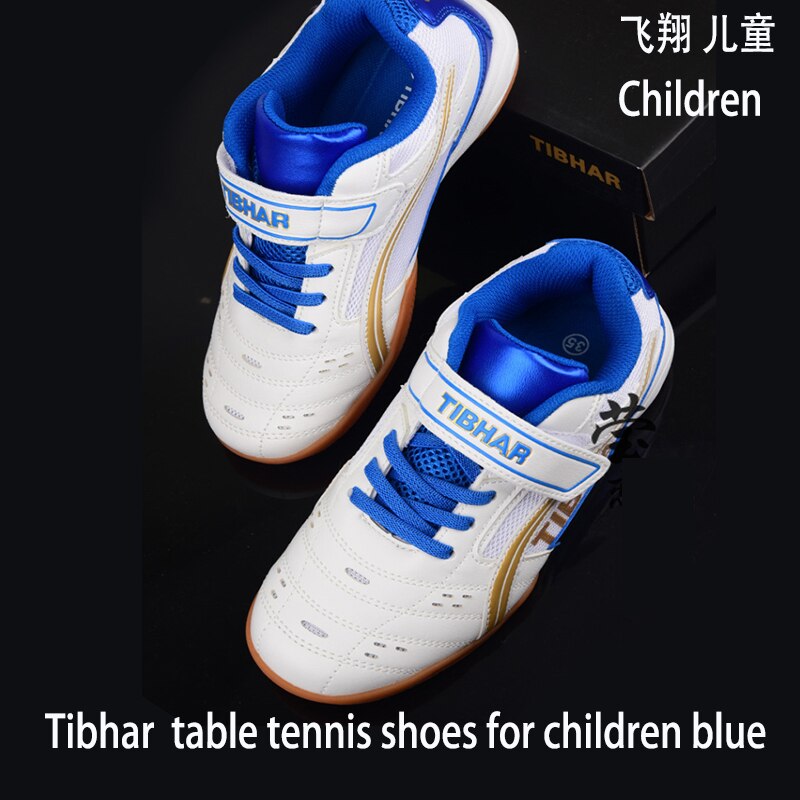 Original Tibhar Children Table Tennis Shoes For Kids Boy Girls table tennis Ping Pong Sport game Sneakers: blue / 32