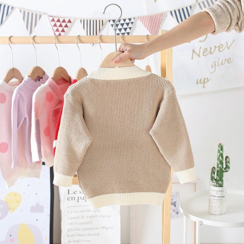 Børn forårstøj bomuldstrøje børn baby børn pige dreng striktrøje cardigan toppe outfit farverig sweater