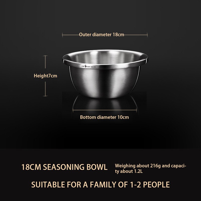 Stainless Steel Mixing Bowl Set Fruit Salad Bowls Set Good Mixing Bowls For Salad Cooking Baking Kitchen Utensils: 18cm