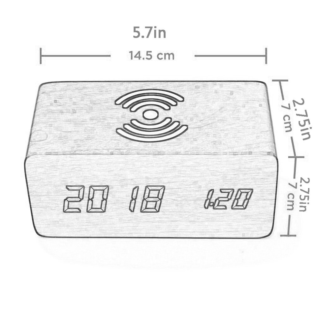 Wooden LED Digital Clock With Sound Control Time Date Temperature Displaying For Bedroom Office And Family