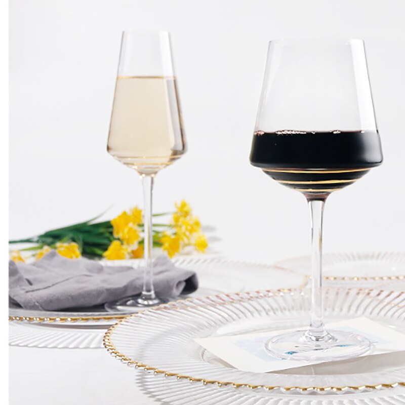 Europeiske glass tallerkener champagne vin glass kopp servise sett hotell kort stil forgylt stripe western mat retter servise