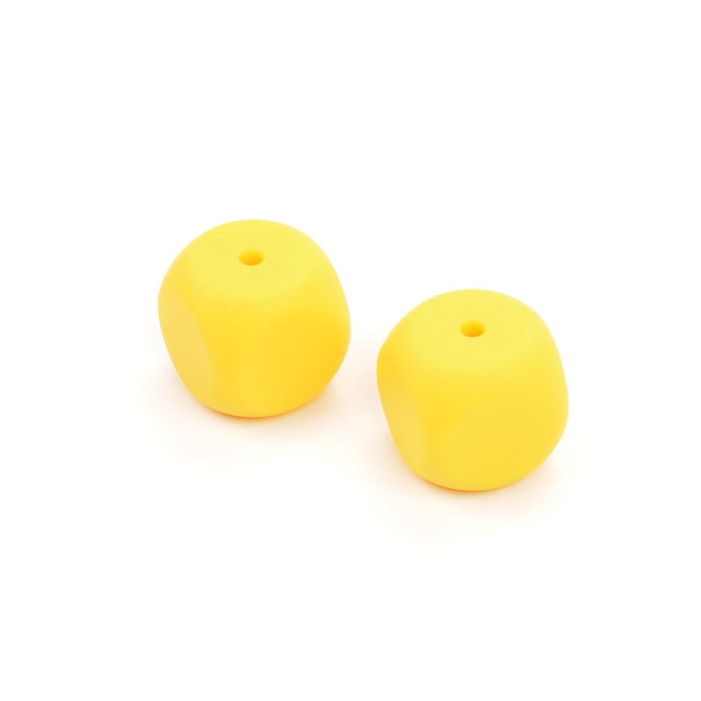 LOFCA-Cuentas sueltas de silicona para dentición de bebé, mordedor de silicón, joyería para masticar, collar sin BPA, 10 Uds.: yellow