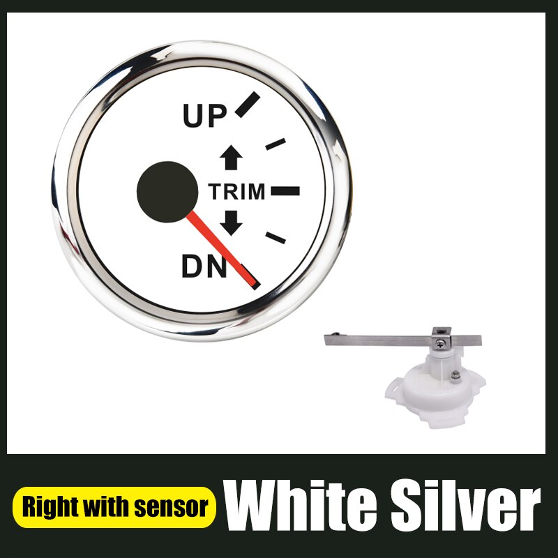 52mm trimmen Messgerät Für Stiefel Außenbordmotor hoch-DN Rechts Seite trimmen Meter 0-190 Ohm Mit verrotten Hintergrundbeleuchtung 12V/24V Edelstahl Lünette: WS-Rechts-Sensor