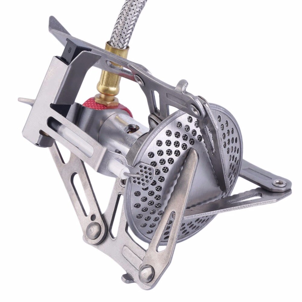 Stainless Steel Gas Stove Ultralight Aluminum Alloy Outdoor Burn Camping Gas Powered Stove With Piezo Lgnition Hiking