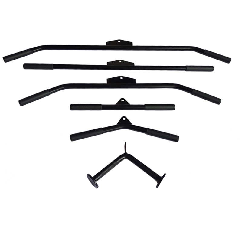 Home Gym Fitness Lat Pull Down Bar Pulley Cable Machine Attachments Biceps Triceps Blaster T-bar Full Body Workout Rowing Handle