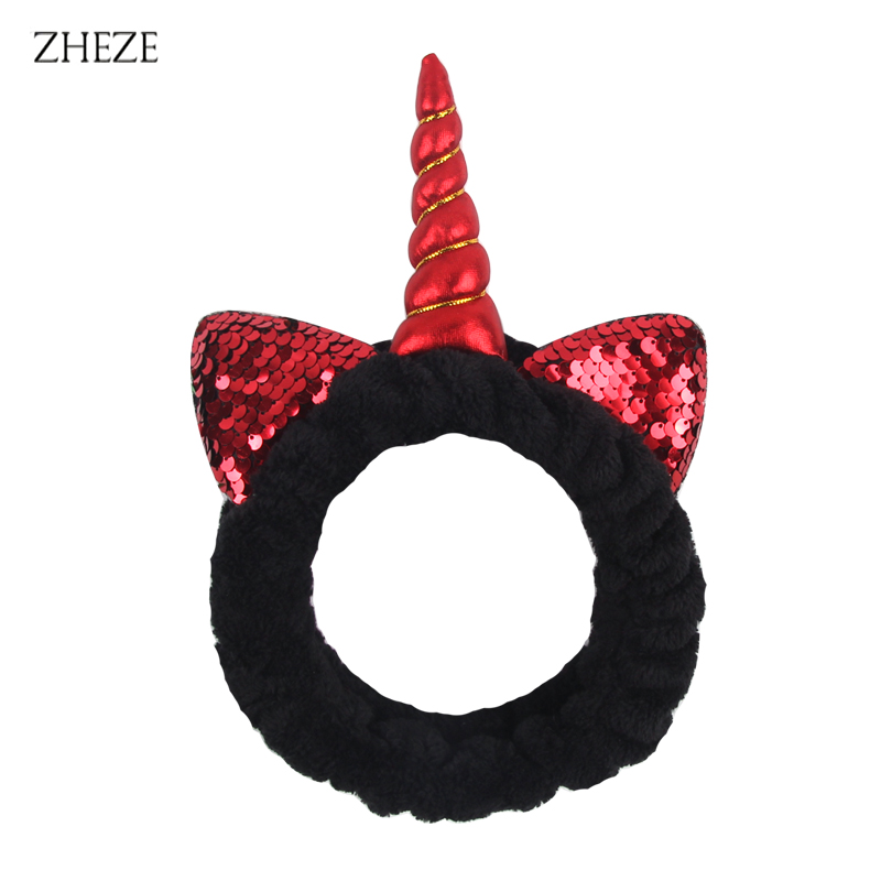 Diadema para lavar la cara con cuerno de unicornio para mujer, diadema de lana Coral blando para maquillaje, Spa, accesorios para el cabello DIY para niña 2023
