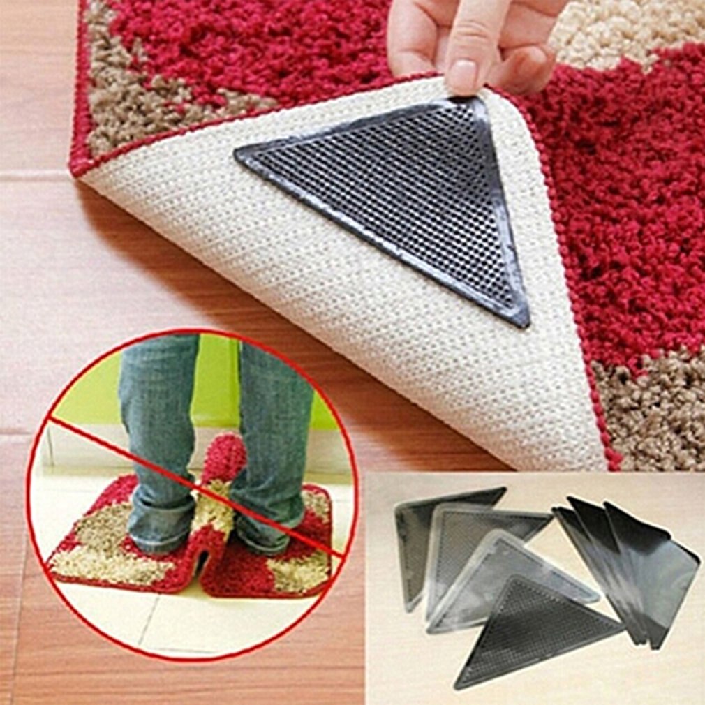 Anti Skid Rug Carpet Mat Non Slip Grip Small Corners Triangular Pad Washable Removable Strong Adhesive