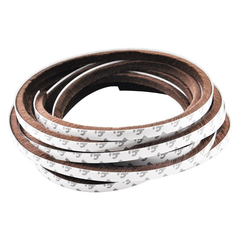 2/3/5/10M Self-adhesive Sealing Strip Window Sound Insulation Strip Gasket Wind-proof Brush Strip For Wardrobe Wooden Glass Door: Greyish Brown / 2M