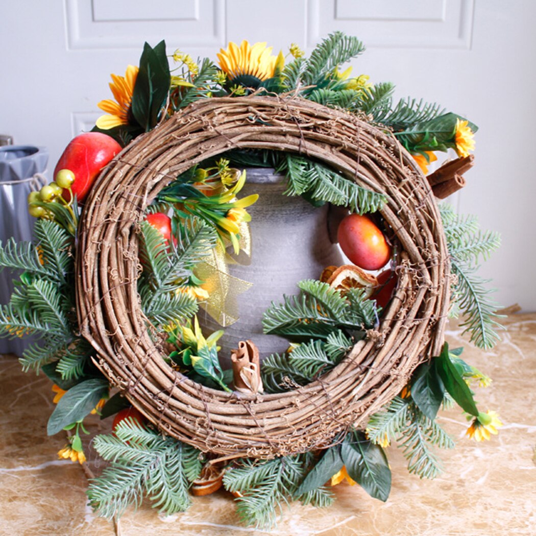 Takksigelse kunstig solsikke krans gresskar frukt lønneblad falle dør krans veggpynt takkedag hengende dekor