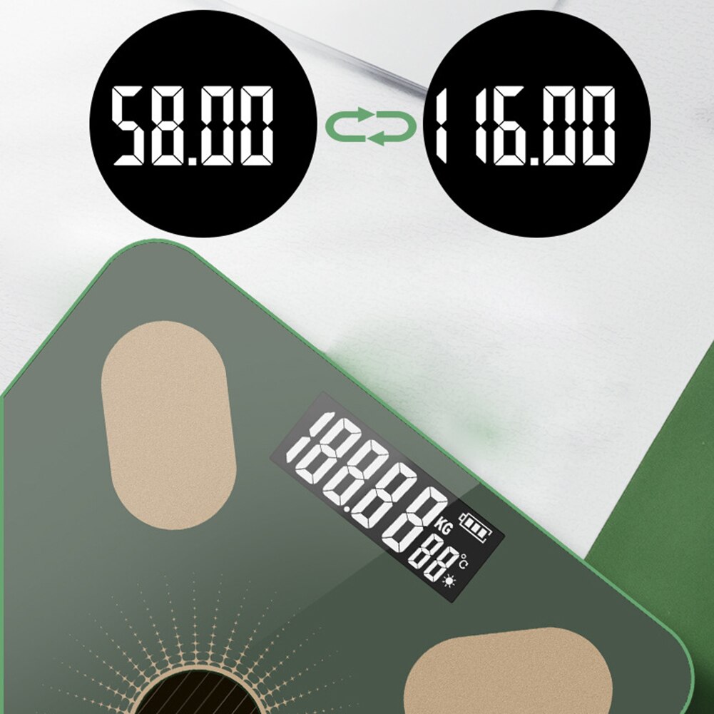 Báscula Digital inteligente con Bluetooth, Monitor de salud y peso, báscula de grasa corporal pequeña para el hogar, carga de 180kg