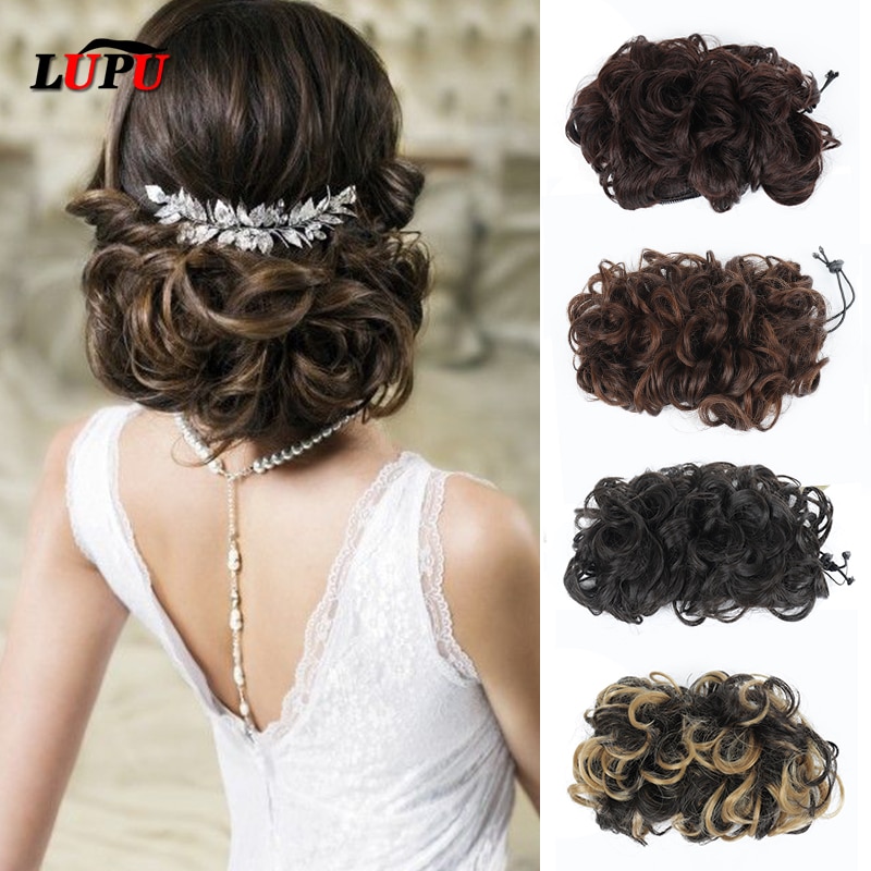 LUPU Messy Hair Chignon Black Brown Donut Updo Synthetic Hair Bun For Women Heat Resistant Fiber Hair Accessories
