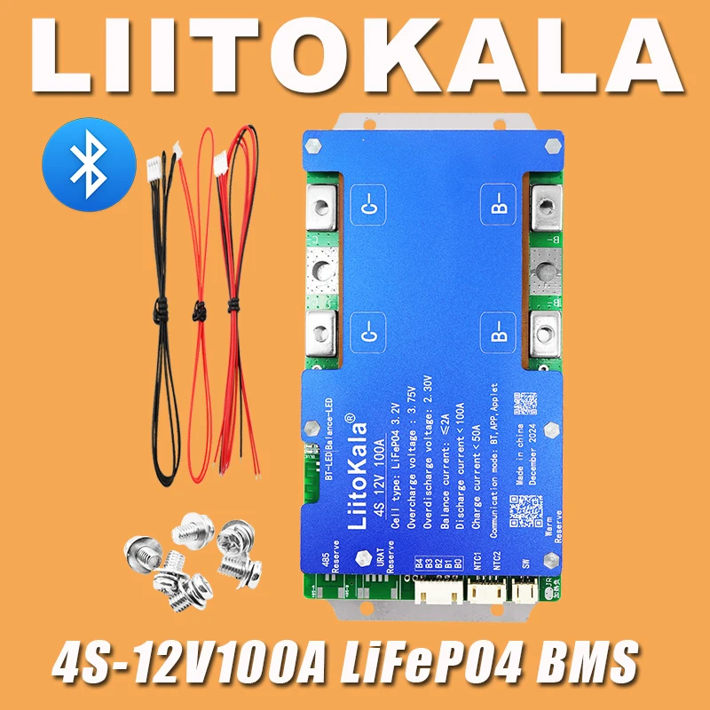 LiitoKala 4S-12V100A Smart Passive Balance Function Built-in Bluetooth BMS