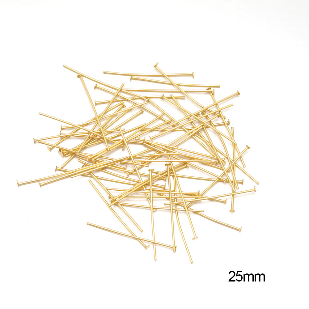 100/50 Uds. Cabezas de acero inoxidable, alfiler de cabeza plana, alfileres de cabeza de bola de Color dorado para accesorios de joyería DIY: Castaño