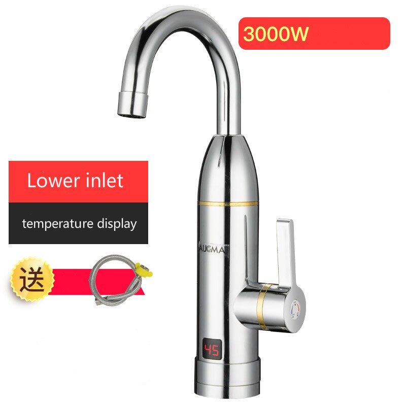 Household electric water faucet instant and kitchen power-saving lower side water inlet and cold shower: Silver