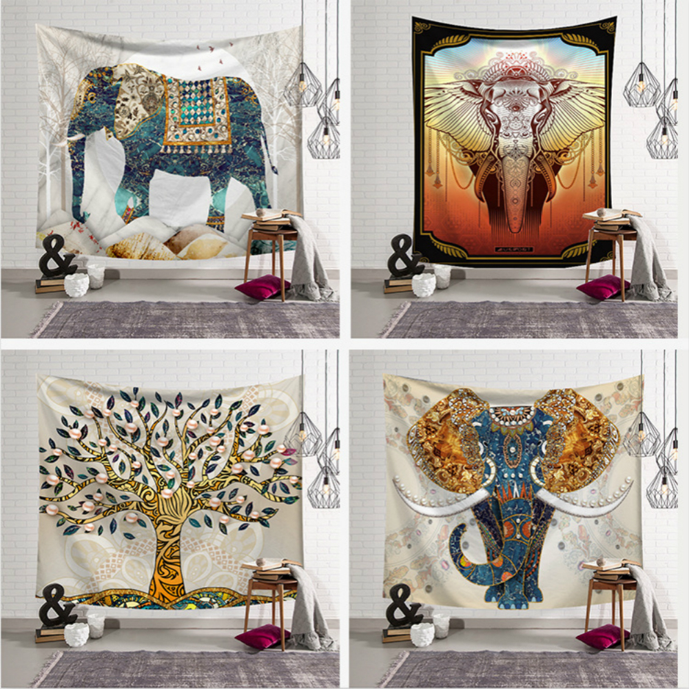 Ethnische Mandala Wandteppich Hängen Elefanten Böhmischen Macrame Zauberstab Decke Tuch Polyester Strand matt Yoga Schal Wohnkultur