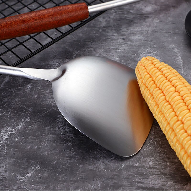 Anti-Brandwonden Lange Handvat Koken Kookgerei Roestvrij Staal Koken Turner Schop Spatel Keuken Tool Voor Non-stick Pan rijst Lepel