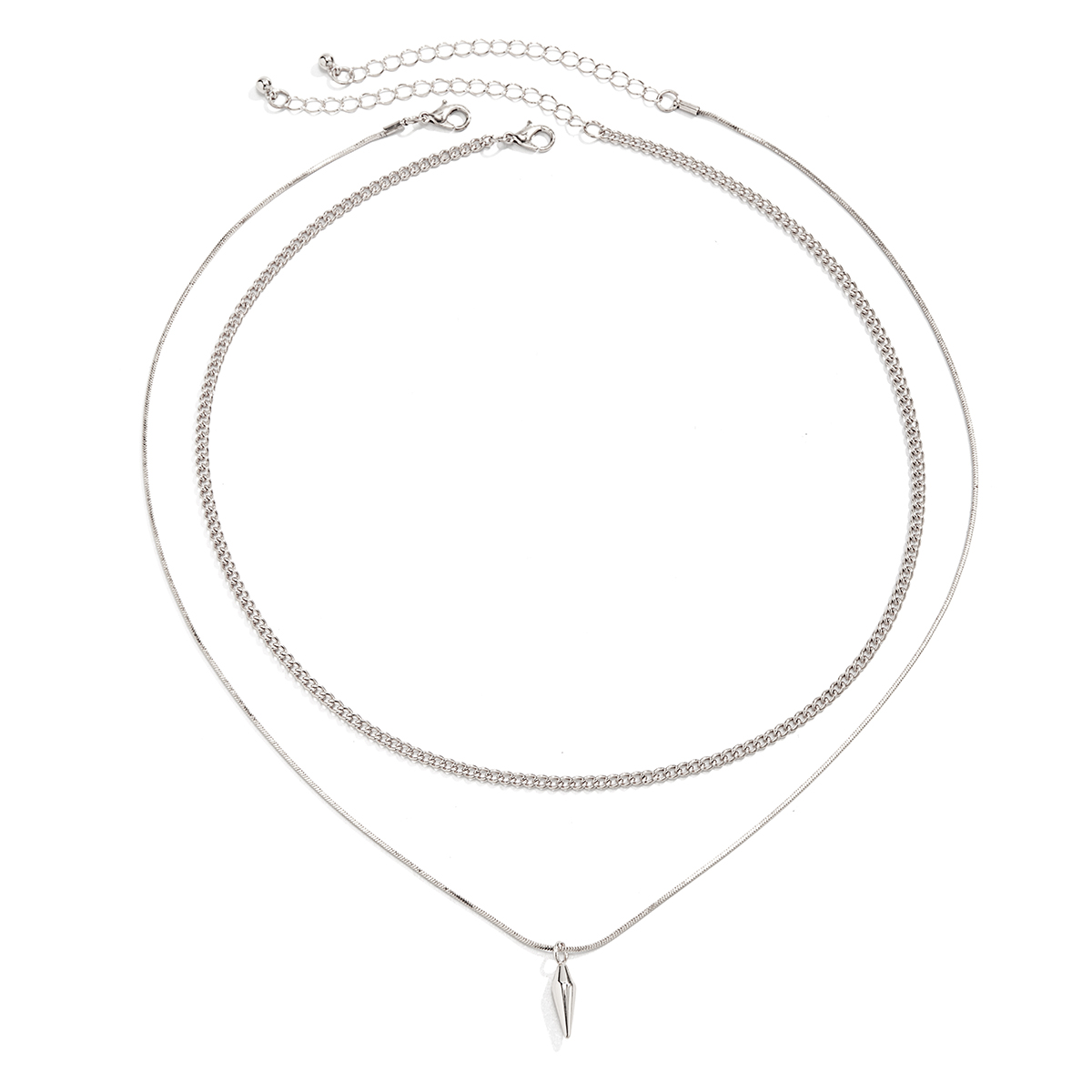 KunJoe 2 unids/set de colgante de remache de Metal de acero inoxidable, collar de cadena de serpiente fina para hombres, gargantilla de cadena de eslabones cubanos de Color plata Punk