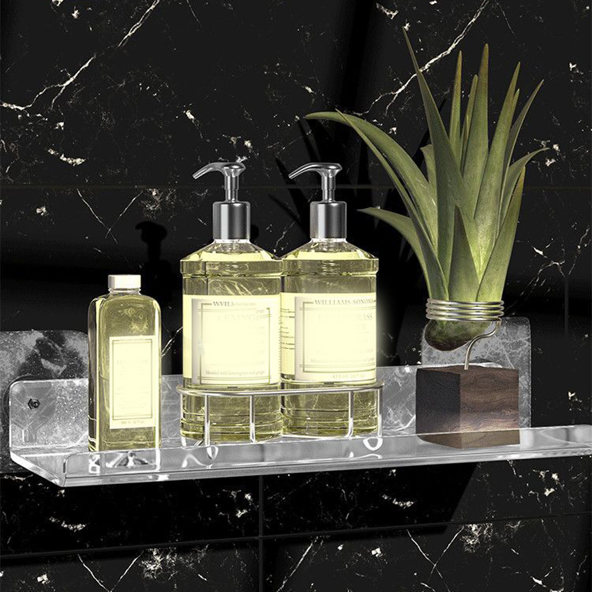 Estante de almacenamiento acrílico transparente, estantes montados en la pared para sala de estar, estante de exhibición para registros, accesorios de baño, estante flotante