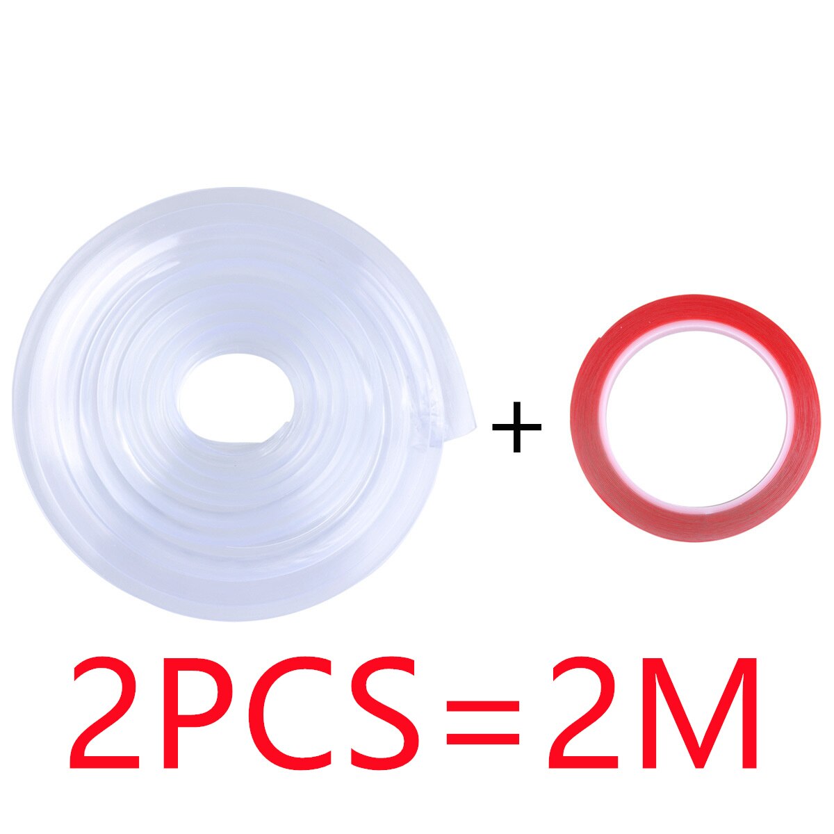 Transparent Table Edge Furniture Guard Corner Protectors Bumper Strip with Double-Sided Tape for Cabinets, Tables, Drawers: Red