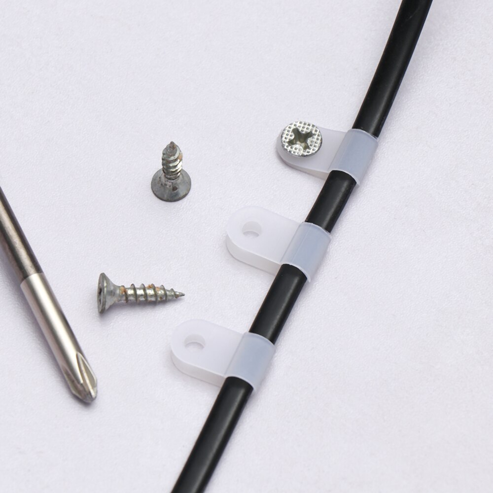 100 Pcs Plastic P Clips Black Hose Fasteners Cable Durable R-Type Nylon Cable Clamp Mounting Fix Hardware Electrical Fittings