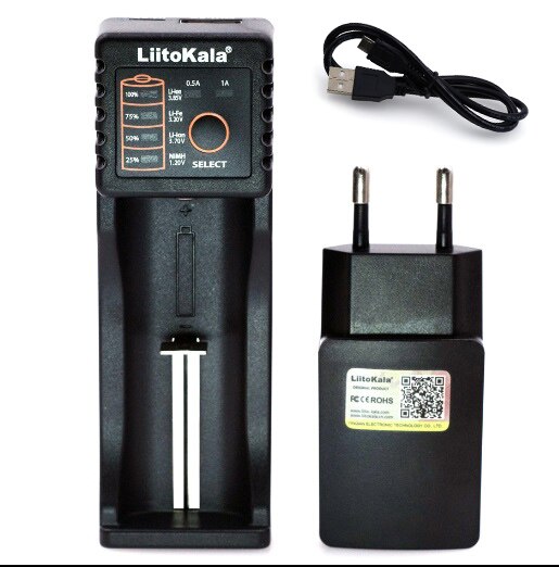 Liitokala Lii402/Lii-202/Lii-100/1.2V/1.5V/3.7V 18650/26650/18350/16340/18500/AA/AAA NiMH lithium battery Charger 5V 2A plug: Lii100 Whole package