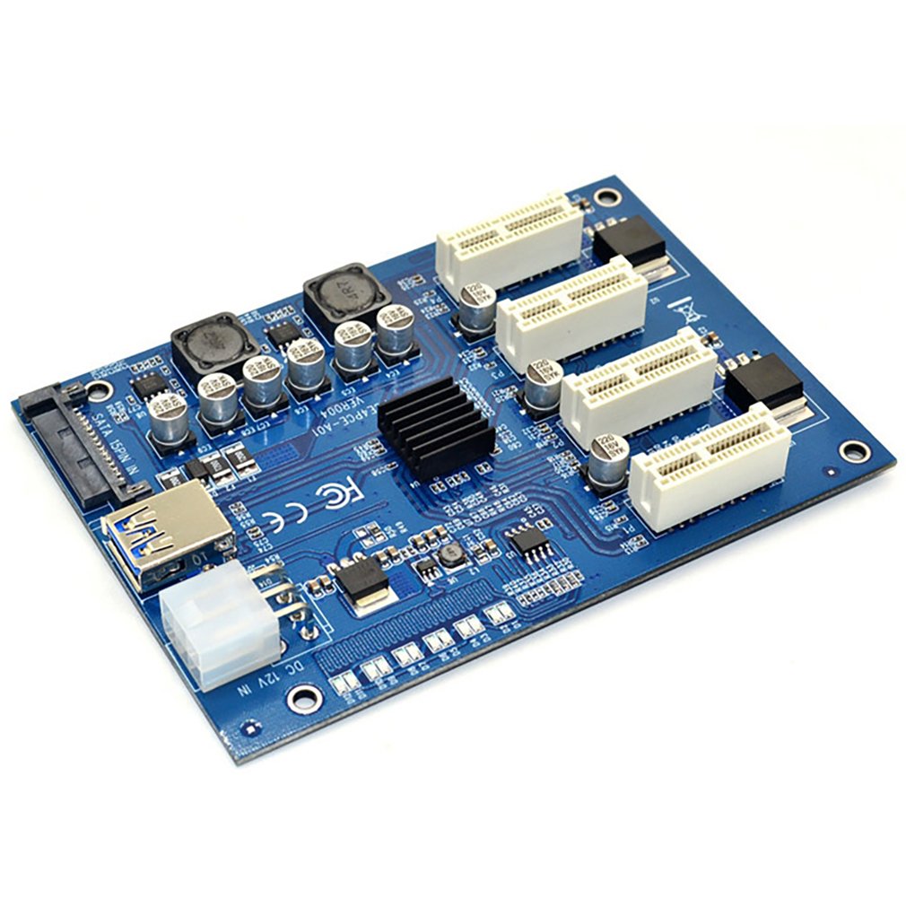 PCIe to PCI Express 1to 4 Slot Riser Card Mini ITX to External 4 PCI-e Adapter Port Multiplier Card for Miner BTC