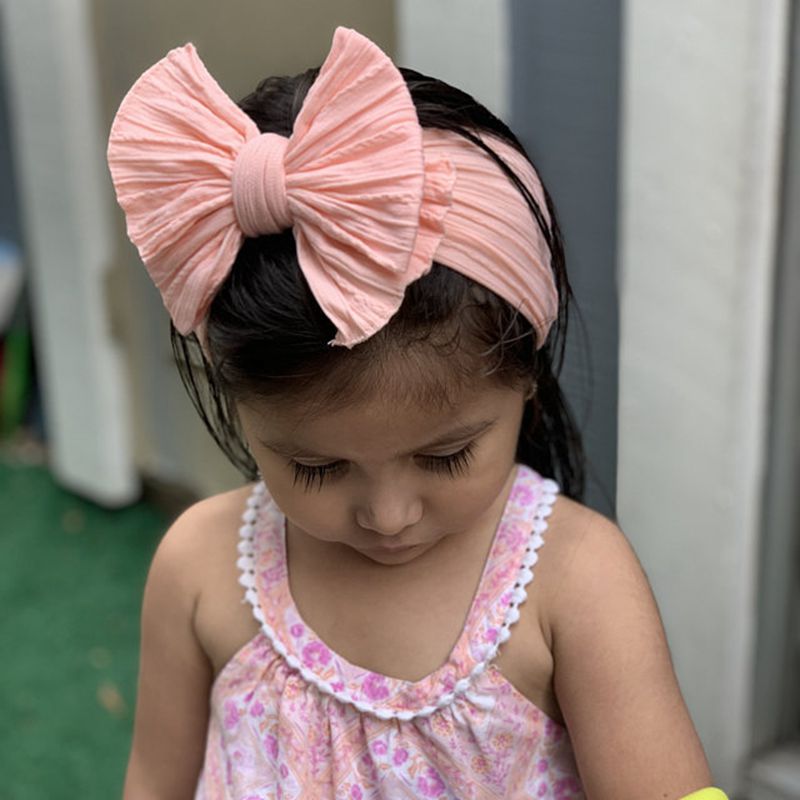 Cute Big Bowknote Baby Girl Headband Solid Color Soft Elastic Hairband For Kids Turban Headwear Children Hair Accessories