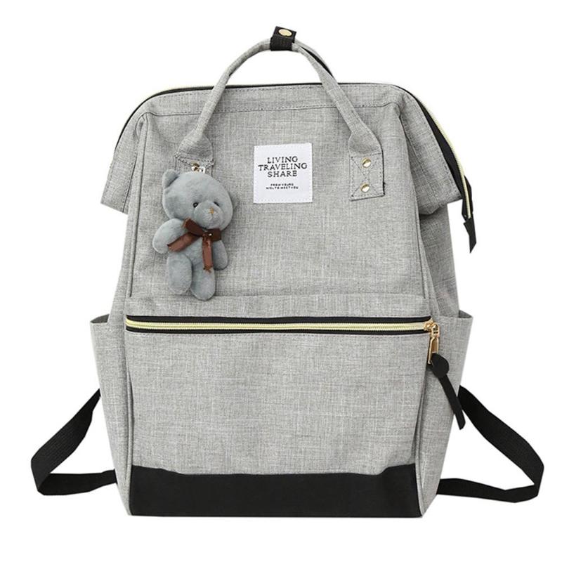 Mochila escolar feminina, 2 tamanhos, estilo coreano, de lona, para laptop, sacos de viagem: Black / 13 Inches