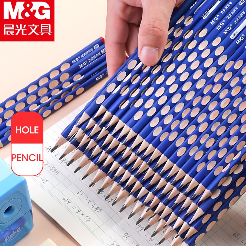 M&amp;G 2B Hole Pencil Correction Grip Posture Elementary School Pupils HB Triangle Rod Pencils For Children