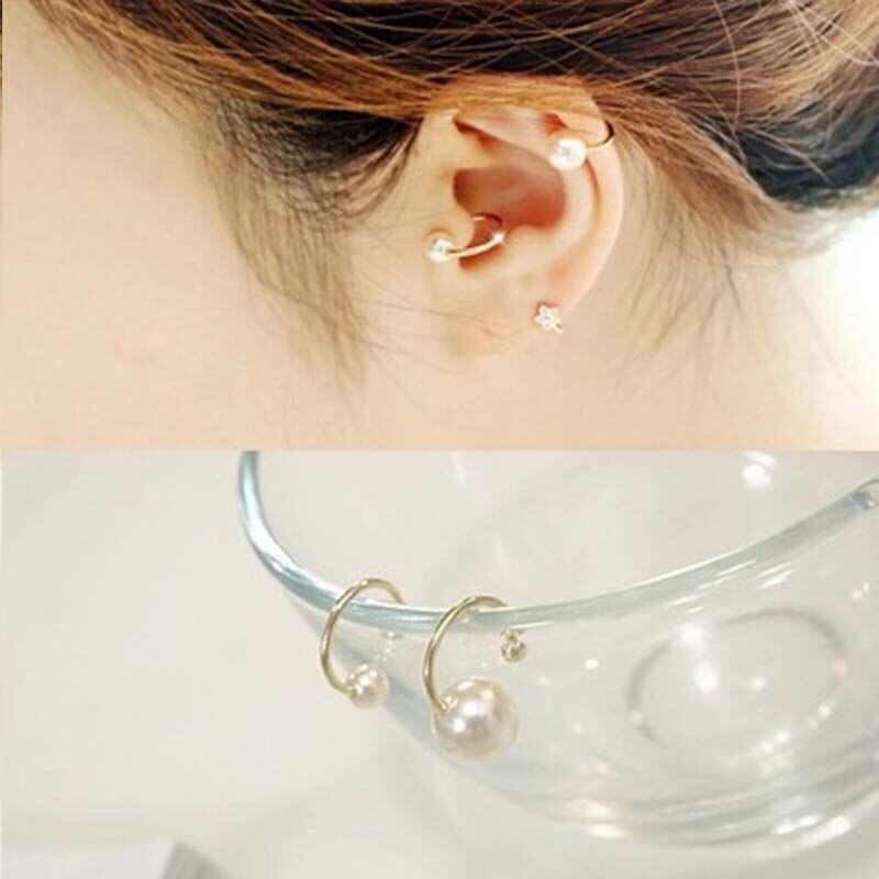 No Pierced Non-piercing Simulated Pearl Earring Earcuff Ear Triangle Clip-on Clip Earrings For Women Jewelry