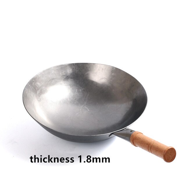 Traditionele Chinese Ijzeren Wok Handgemaakte Grote Koolstofstaal Wok Non-stick Wok Gasfornuis Pan Keuken Fornuis: 1.8mm / 32cm