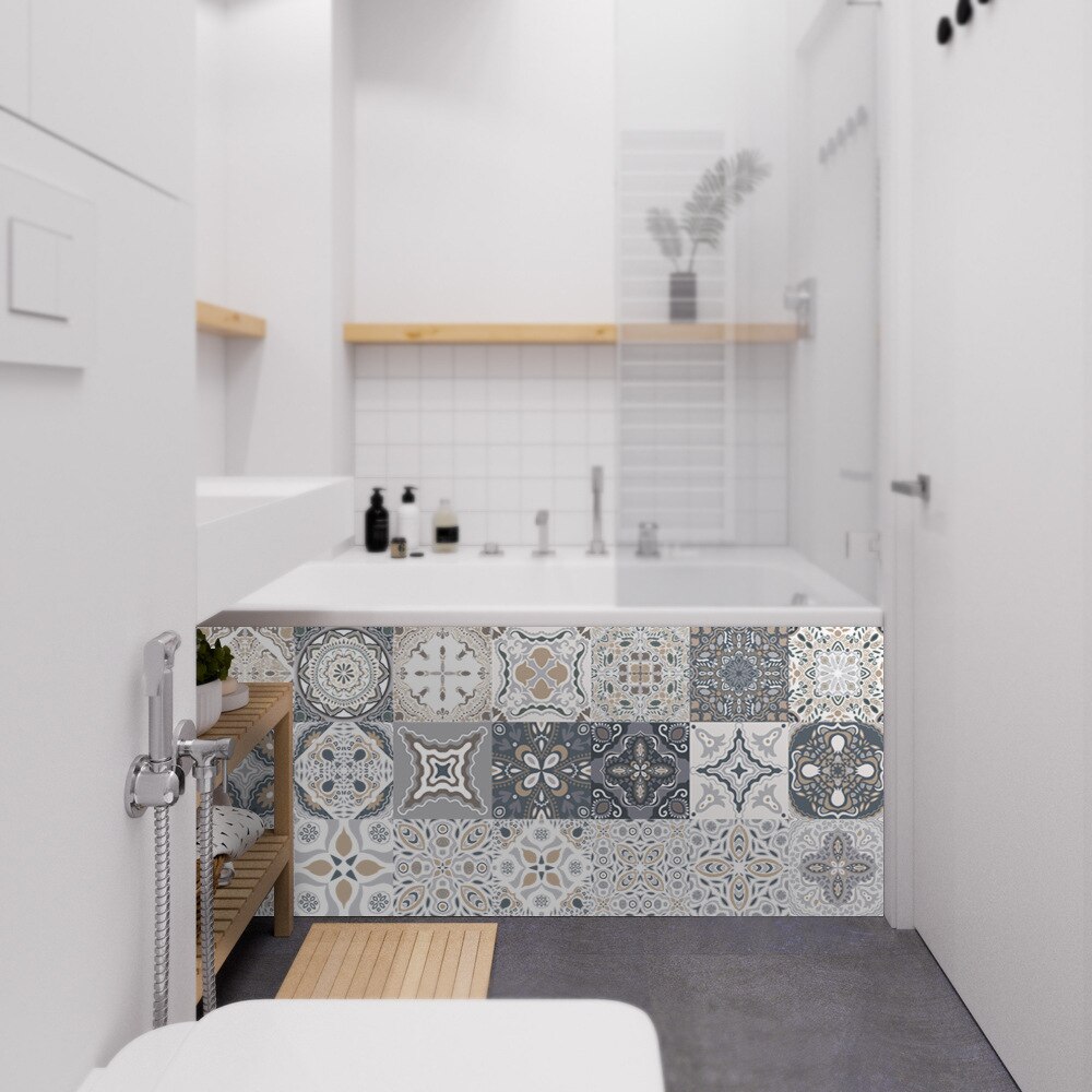 24 Pcs Waterproof PVC Retro Pattern Floor Tile Stickers Kitchen Wall Oilproof Sticker Home Decoration Living Room Decor