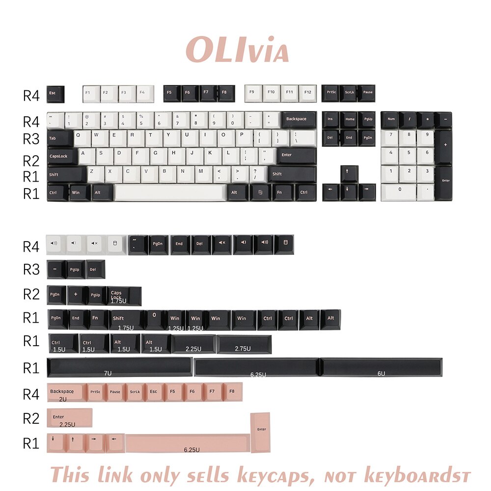 155 Keys DOUBLE SHOT Cherry Profile Diablo Olivia PBT Keycap Thick For Filco CHERRY Ducky iKBC Mechanical Gaming Keyboard: 160 keys Olivia