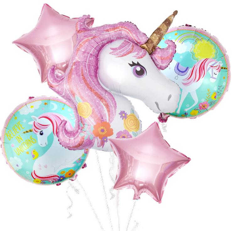 Taoqueen Cartoon Hoed Verjaardagsfeestje Decor Kids Eenhoorn Ballonnen My Little Paard Feestartikelen Ballonnen Set Hoed: 1