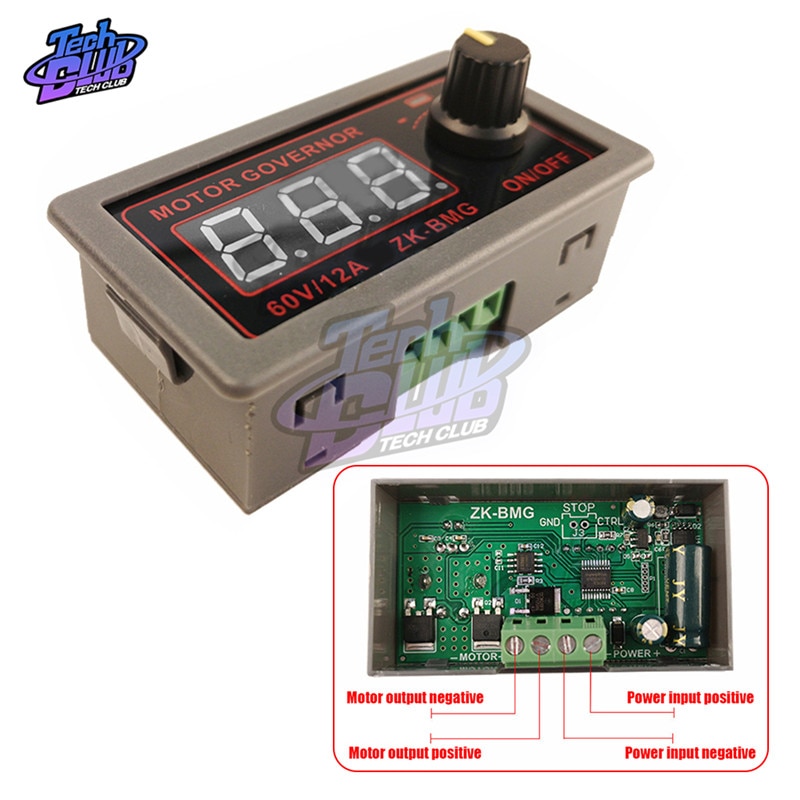 Dc 9-60v 12v 24v 48v 12a 20 khz justerbar pwm motorhastighetsregulator dc motorstyring digital display regulatorbryter