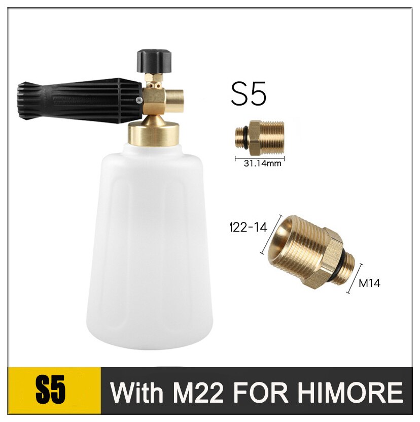 2l pistolets de nettoyage à pression, lance à mousse pour neige, canon à mousse, jet de lavage à dégagement rapide avec buses de pulvérisation pour karcher/bosch/lavor 4000 psi: Argent