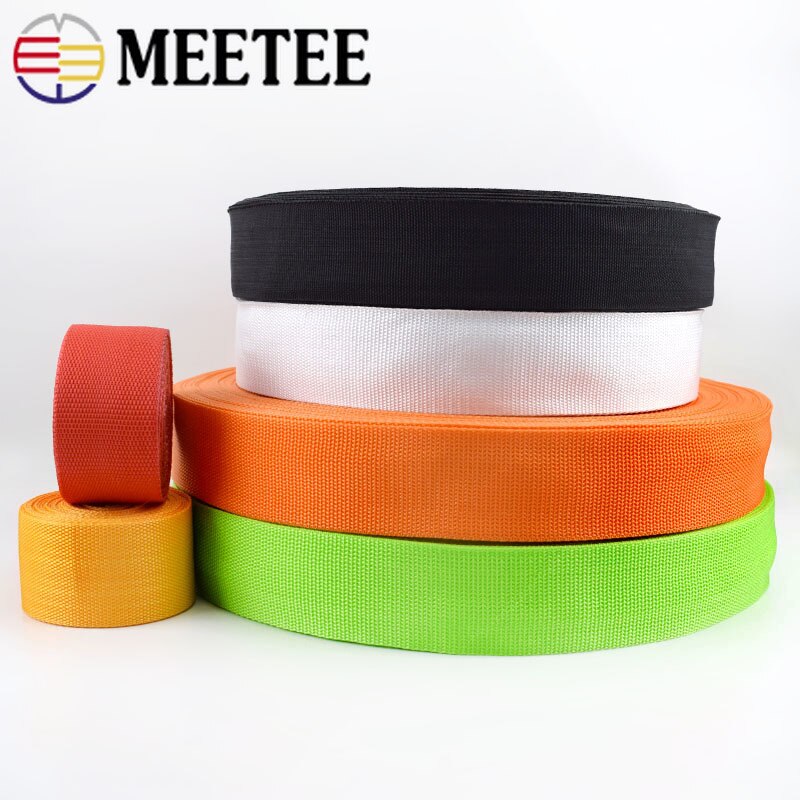 Meetee-Cinta de correas de 5 metros y 50mm de poliéster y nailon PP para correas de bolsa trenzada, para prendas de vestir y zapatos, banda para exteriores