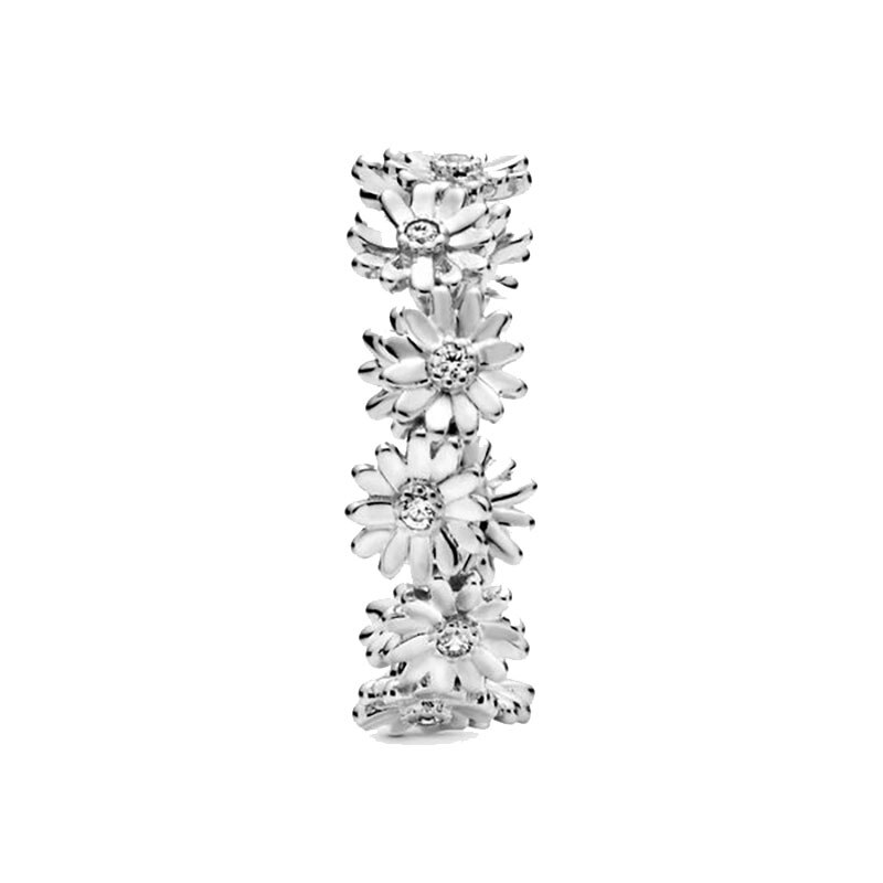 neue Authentische 925 Sterling Silber Funkelnden Gänseblümchen Blume Krone Finger Ring Für Frauen Original Silber Schmuck Beste