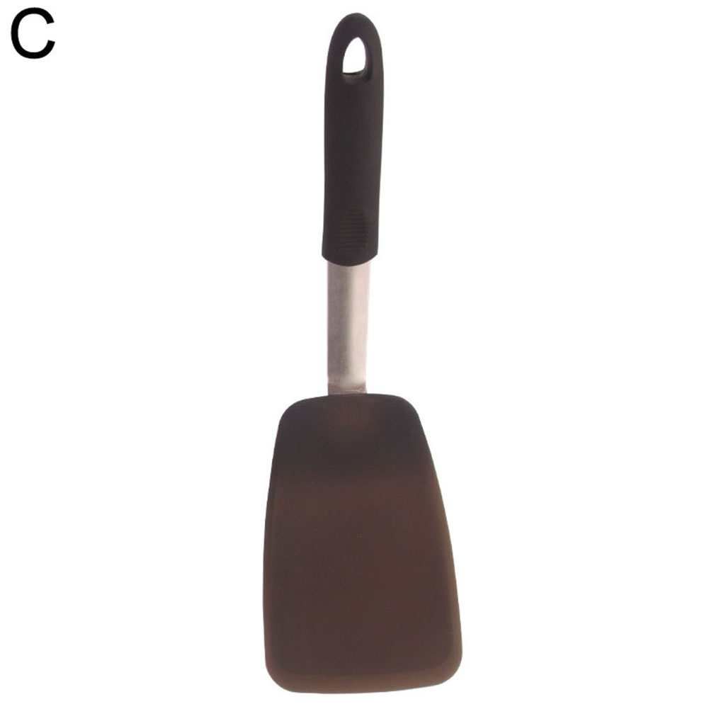 Silicone Kitchen Utensil Nonstick Cooking Utensils Spoon Soup Ladle Turner Pancakes Spatula Tong Cookware Baking Gadget: Black C
