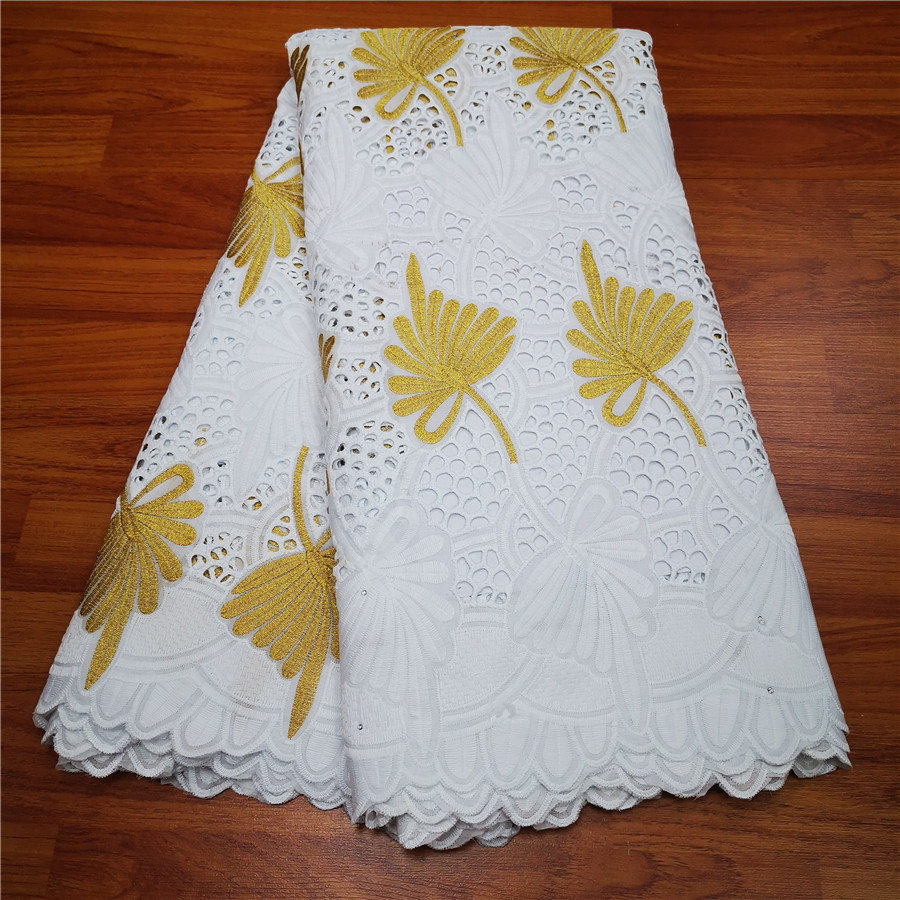 ¡Novedad! Tela de encaje suizo de gasa, tela de Dubái Suiza , tela de encaje suizo africano 2,5 yardas bordado de encaje de algodón seco