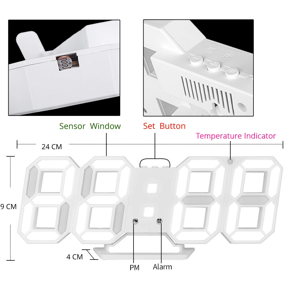 3d led vægur moderne digital ur ur vækkeur nat lys ur dekorere til hjemmet stuen