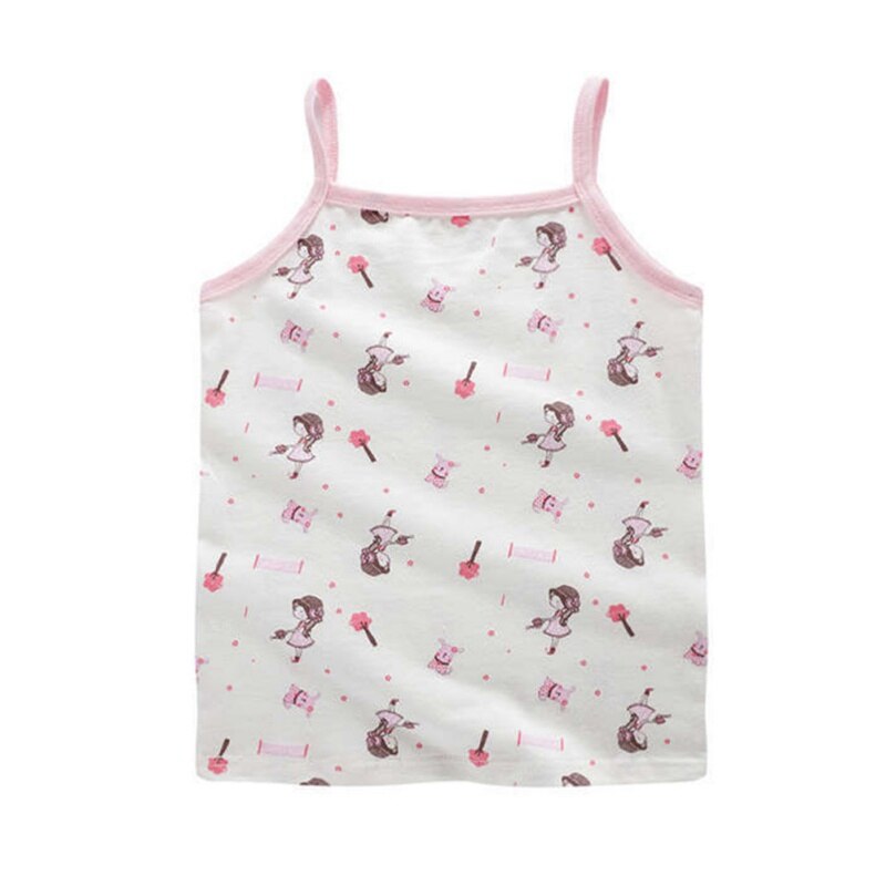 Baby pige ærmeløse tanks veste børn bomuld blonde tøj tegneserie tanks veste baby piger toppe tøj til 2-6 år børn: D / 6